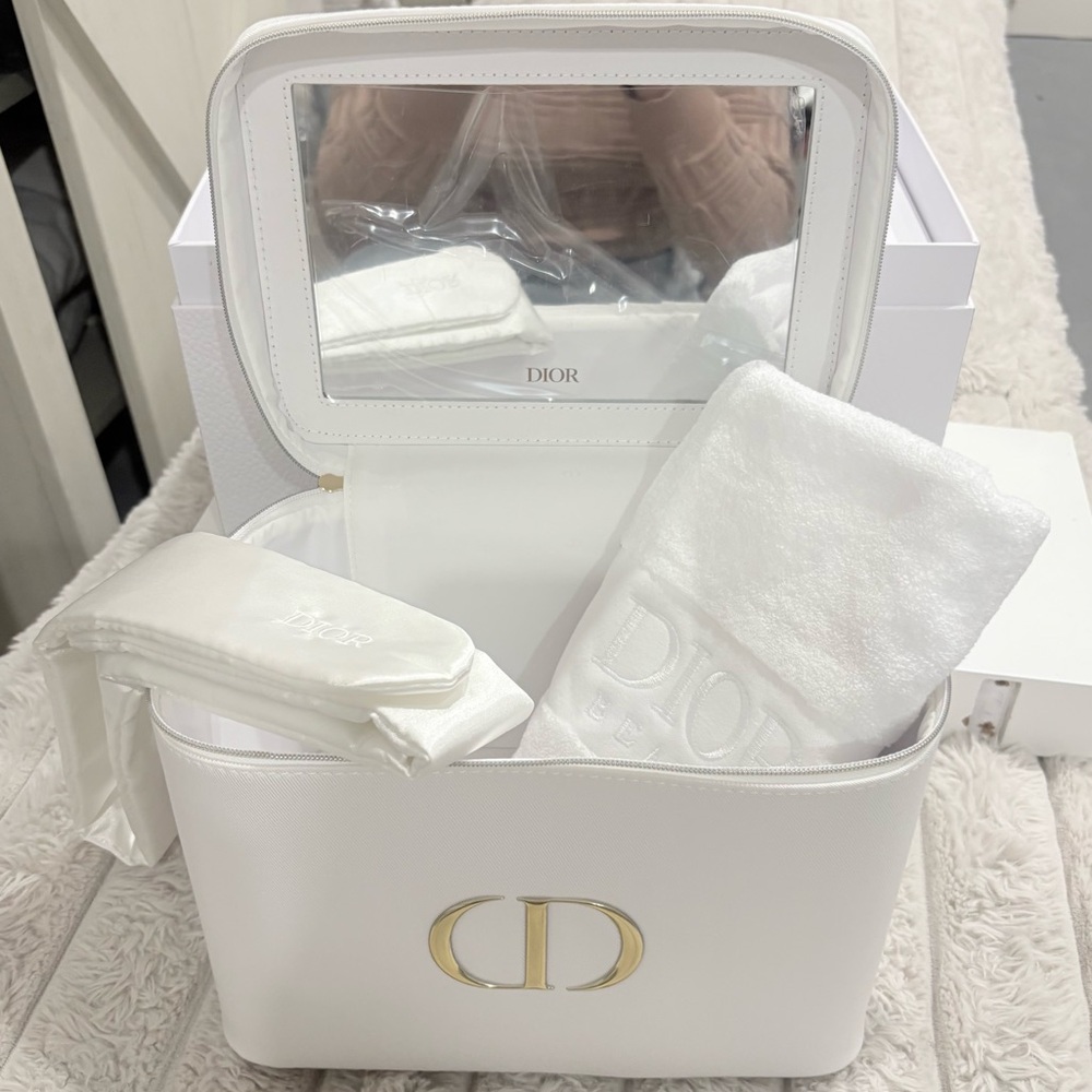 Dior White Spa Set - Includes Case, Towel, & Eye Mask - Picture 2 of 4